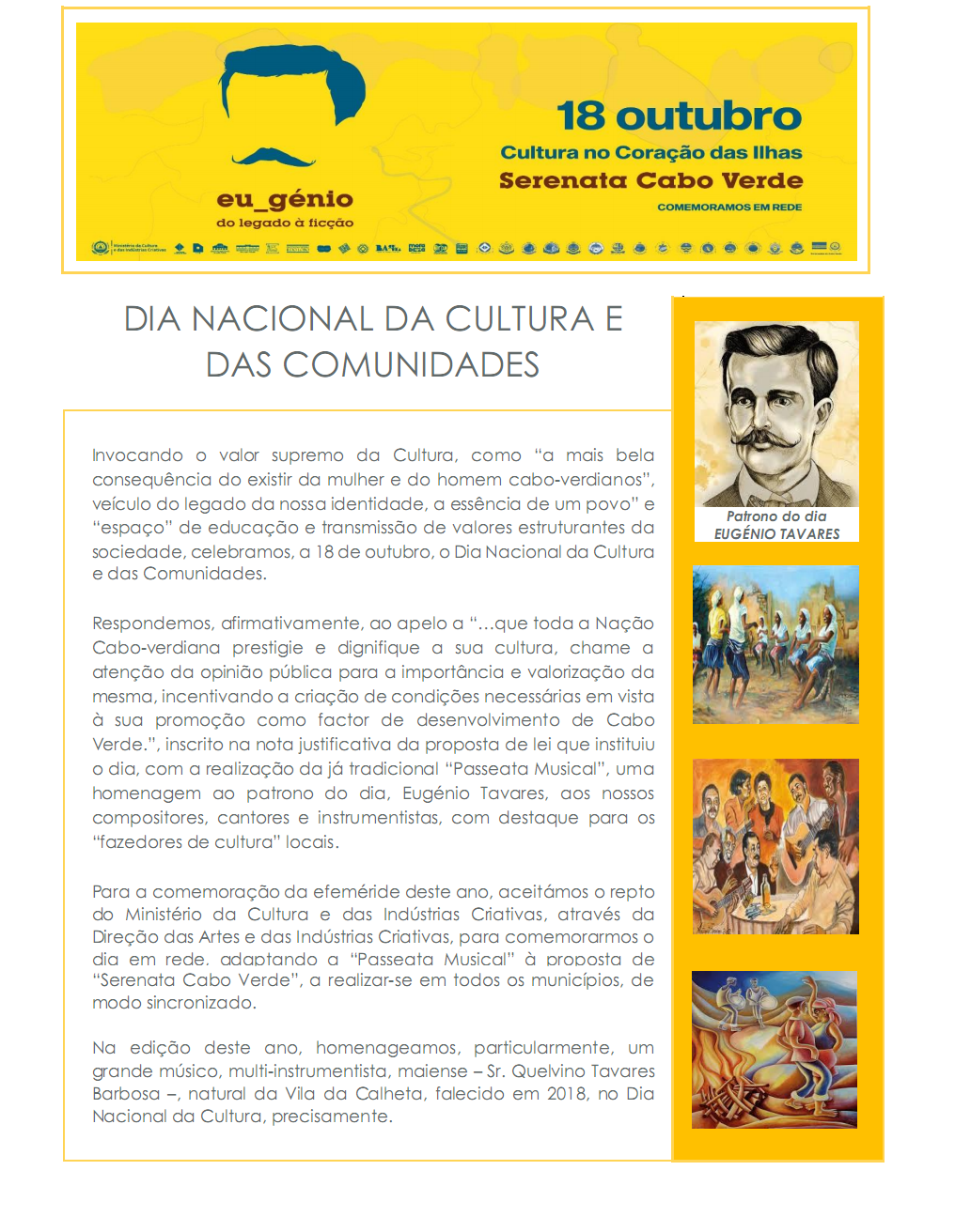 Comemoração do Dia Nacional da Cultura e das Comunidades 2019